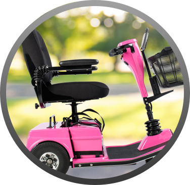 Side view of a pink scooter